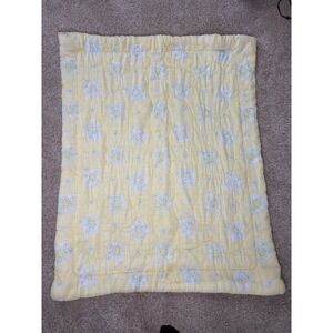Vintage Yellow Gingham Teddy Bear Baby Quilt Blanket Crib Nursery 38x48 Read